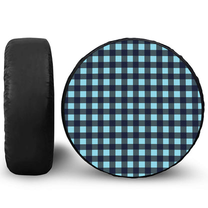Blue Buffalo Check Pattern Print Leather Spare Tire Cover
