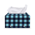 Blue Buffalo Check Pattern Print Leather Tissue Box Cover
