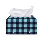 Blue Buffalo Check Pattern Print Leather Tissue Box Cover