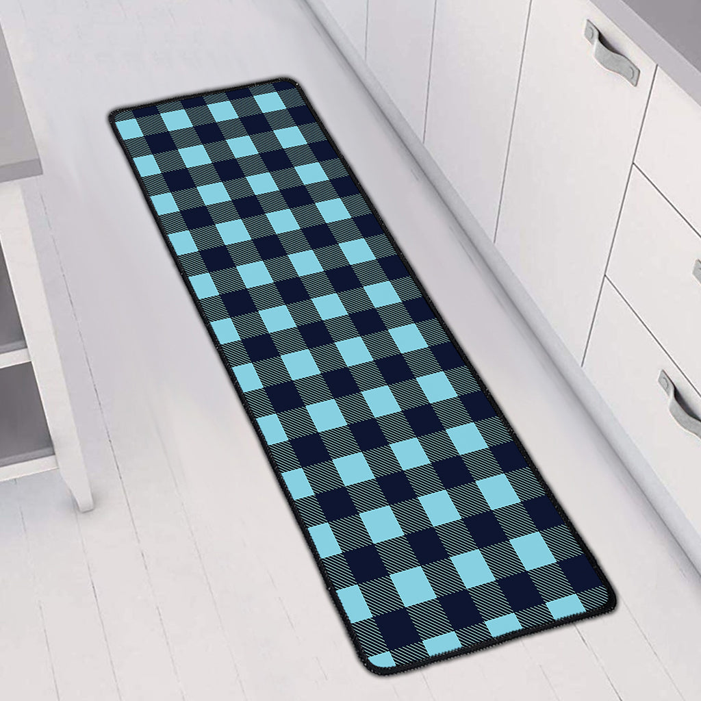 Blue Buffalo Check Pattern Print Long Kitchen Mat