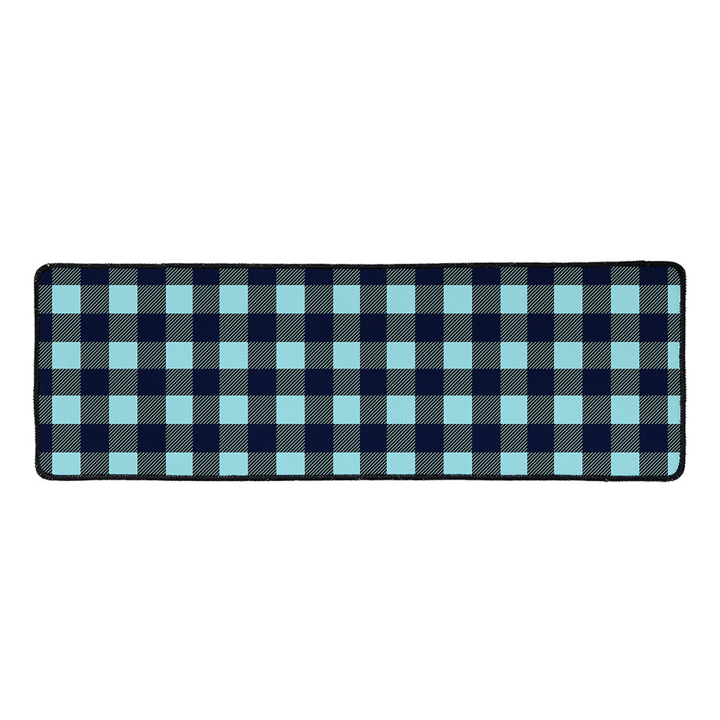 Blue Buffalo Check Pattern Print Long Kitchen Mat