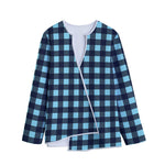 Blue Buffalo Check Pattern Print Long Sleeve Short Coat