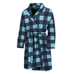 Blue Buffalo Check Pattern Print Men's Bathrobe