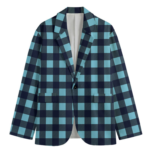 Blue Buffalo Check Pattern Print Men's Blazer