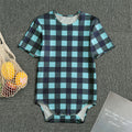 Blue Buffalo Check Pattern Print Men's Bodysuit