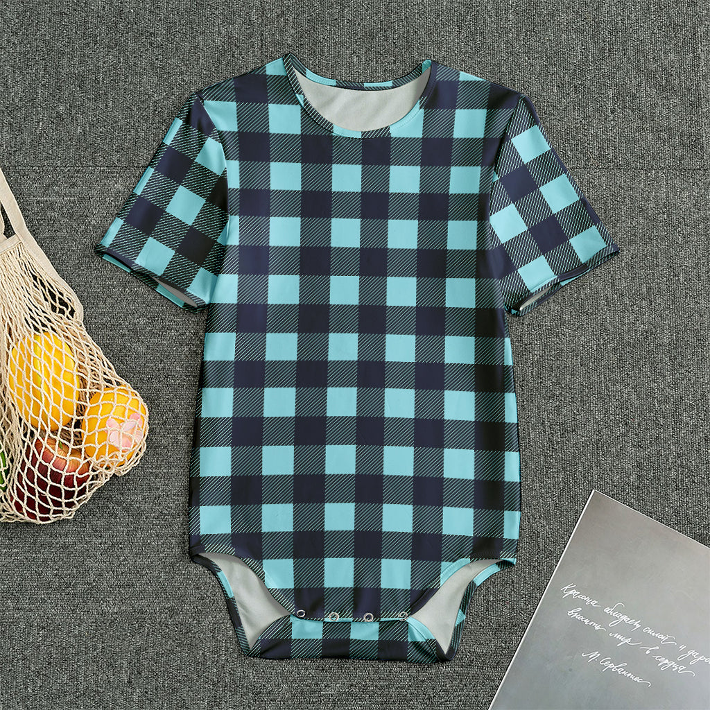 Blue Buffalo Check Pattern Print Men's Bodysuit