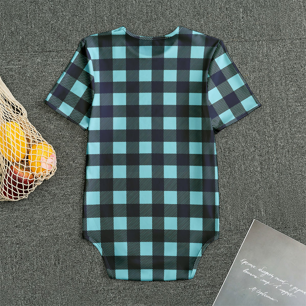 Blue Buffalo Check Pattern Print Men's Bodysuit
