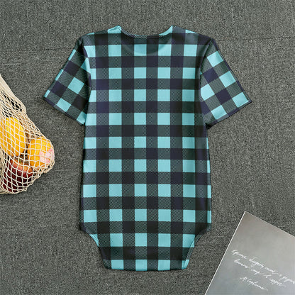 Blue Buffalo Check Pattern Print Men's Bodysuit