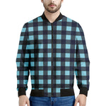 Blue Buffalo Check Pattern Print Men's Bomber Jacket