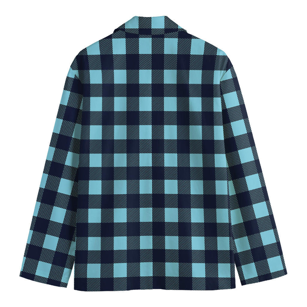 Blue Buffalo Check Pattern Print Men's Cotton Blazer