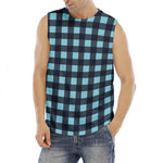 Blue Buffalo Check Pattern Print Men's Fitness Tank Top