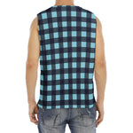 Blue Buffalo Check Pattern Print Men's Fitness Tank Top