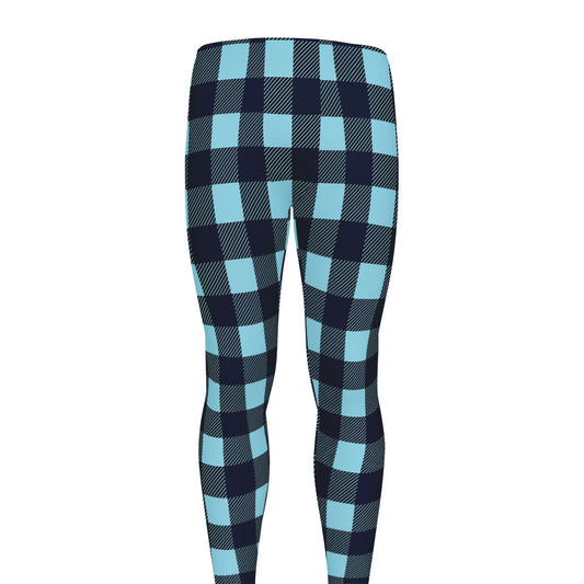 Blue Buffalo Check Pattern Print Men's leggings