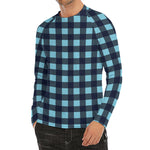 Blue Buffalo Check Pattern Print Men's Long Sleeve Rash Guard