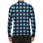Blue Buffalo Check Pattern Print Men's Long Sleeve Rash Guard