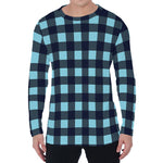 Blue Buffalo Check Pattern Print Men's Long Sleeve T-Shirt