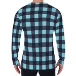 Blue Buffalo Check Pattern Print Men's Long Sleeve T-Shirt