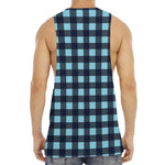 Blue Buffalo Check Pattern Print Men's Muscle Tank Top
