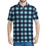 Blue Buffalo Check Pattern Print Men's Polo Shirt