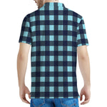 Blue Buffalo Check Pattern Print Men's Polo Shirt