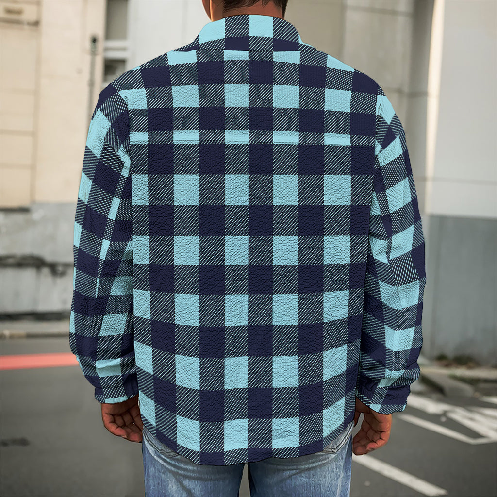 Blue Buffalo Check Pattern Print Men's Shirt Jacket