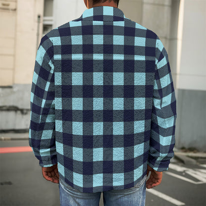 Blue Buffalo Check Pattern Print Men's Shirt Jacket