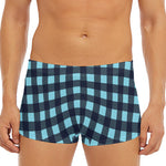 Blue Buffalo Check Pattern Print Men's Short Boxer Briefs