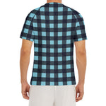 Blue Buffalo Check Pattern Print Men's Short Sleeve Rash Guard