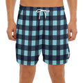 Blue Buffalo Check Pattern Print Men's Split Running Shorts