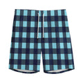 Blue Buffalo Check Pattern Print Men's Athletic Shorts