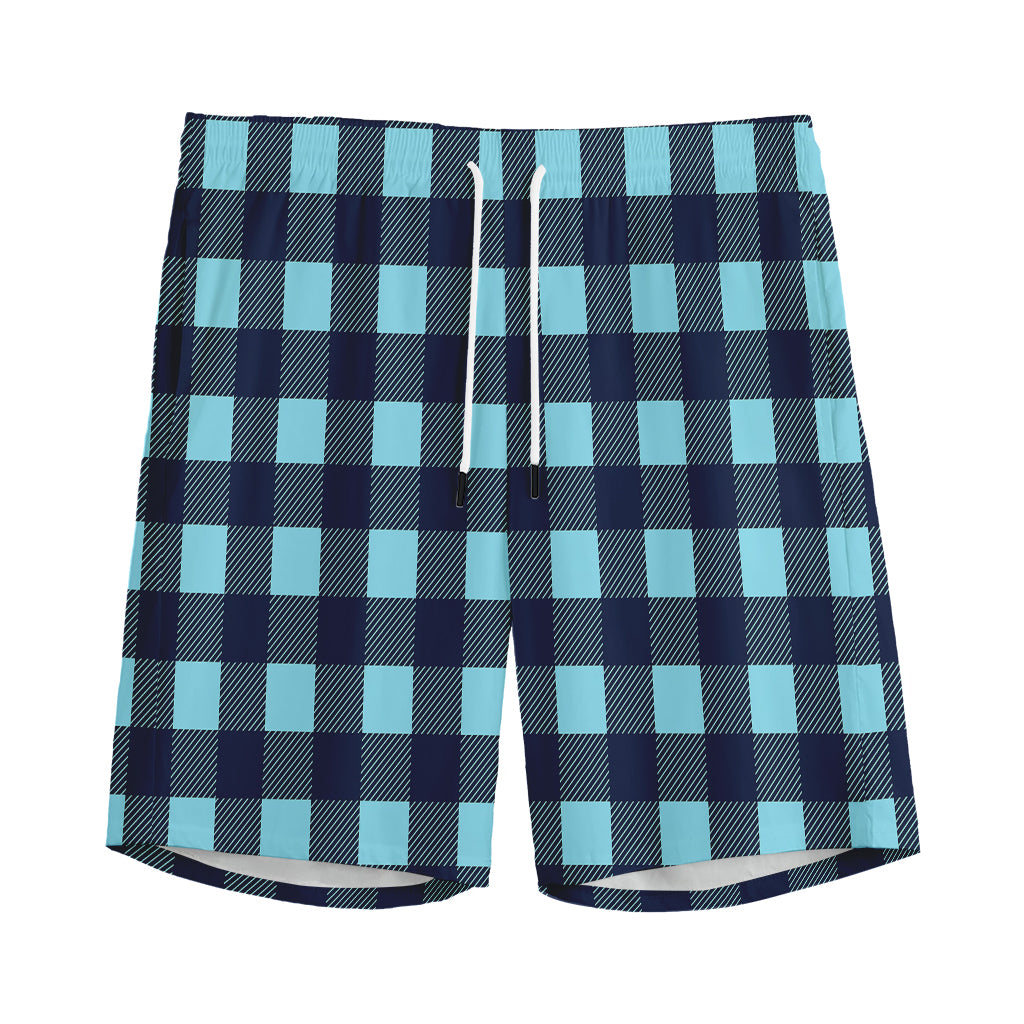 Blue Buffalo Check Pattern Print Men's Sports Shorts