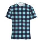 Blue Buffalo Check Pattern Print Men's Sports T-Shirt