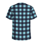 Blue Buffalo Check Pattern Print Men's Sports T-Shirt