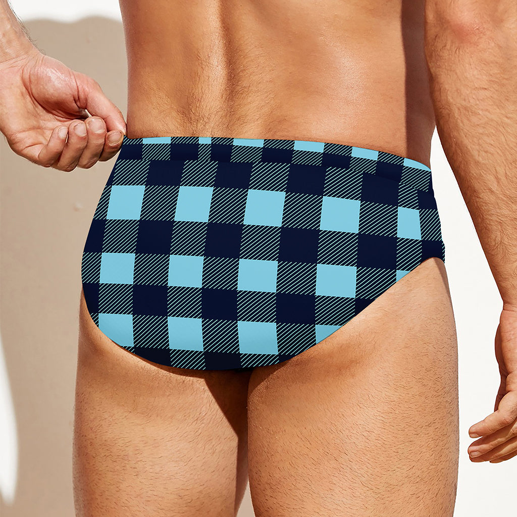 Blue Buffalo Check Pattern Print Men's Swim Briefs