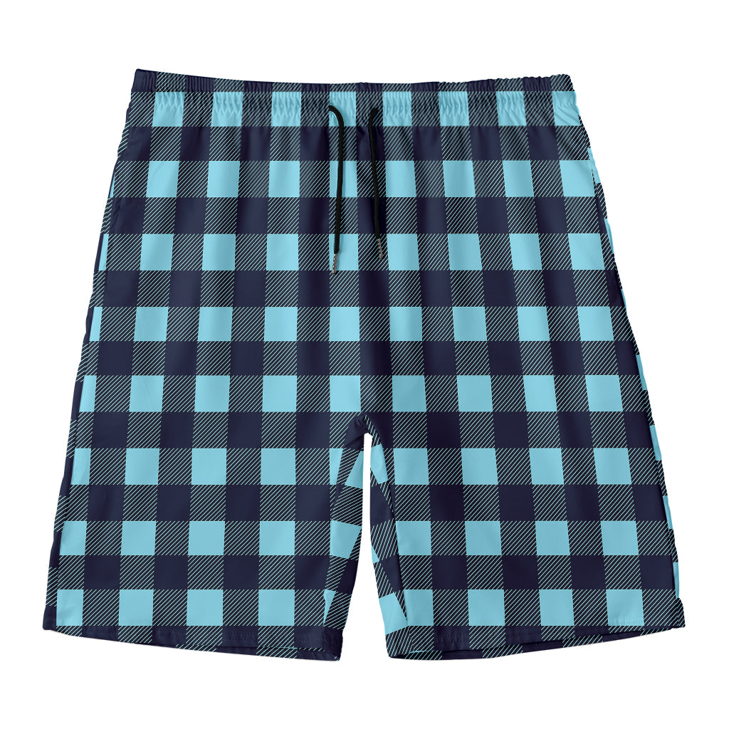 Blue Buffalo Check Pattern Print Men's Swim Trunks