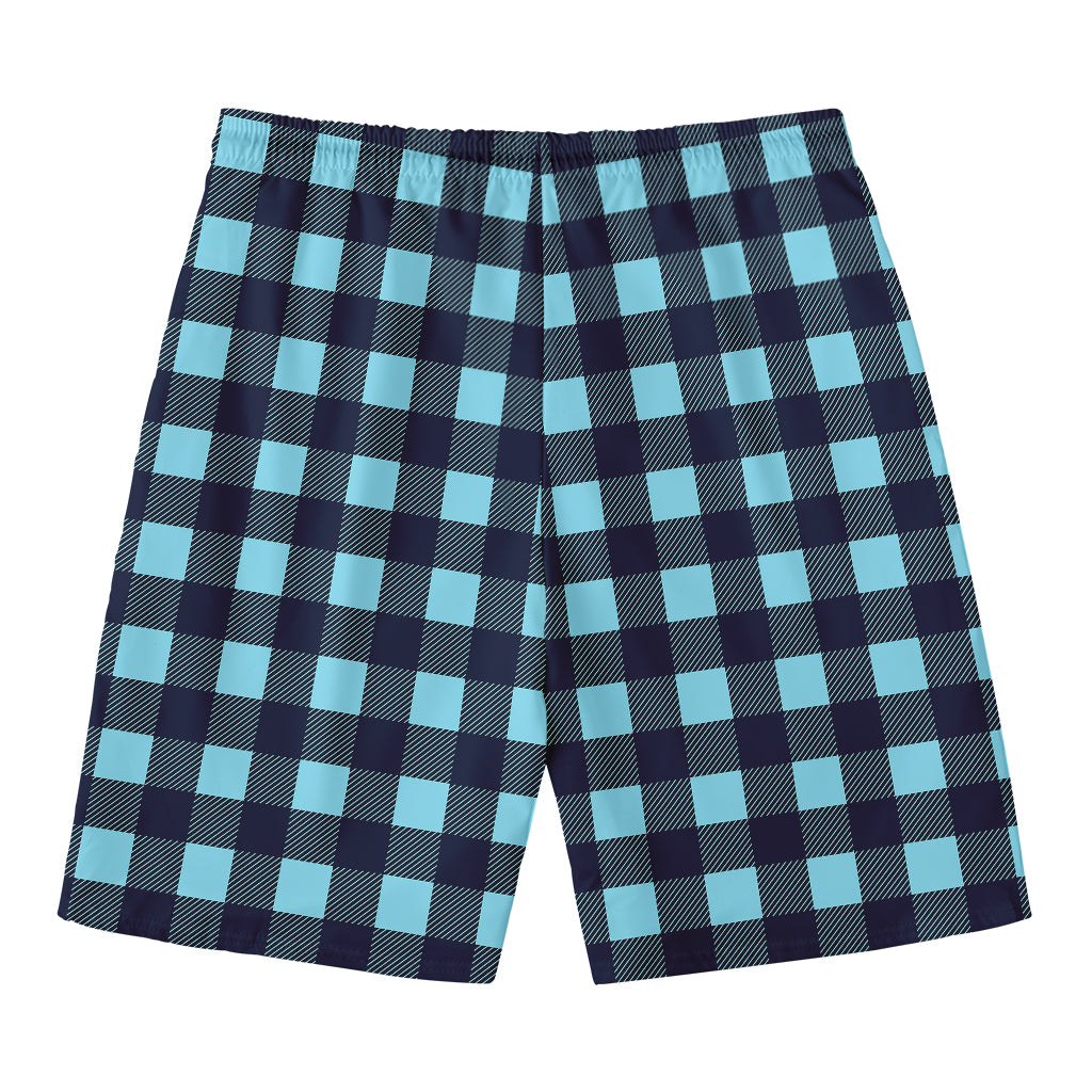 Blue Buffalo Check Pattern Print Men's Swim Trunks