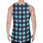 Blue Buffalo Check Pattern Print Men's Velvet Tank Top
