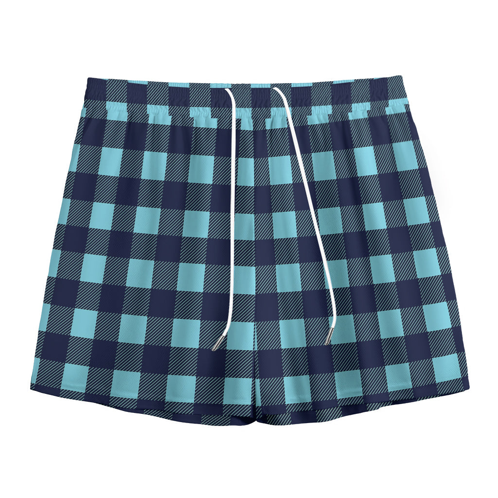 Blue Buffalo Check Pattern Print Mesh Shorts