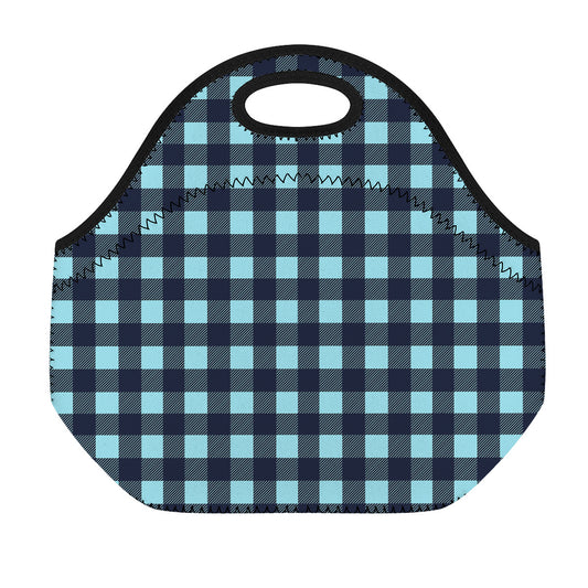 Blue Buffalo Check Pattern Print Neoprene Lunch Bag