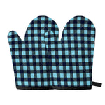 Blue Buffalo Check Pattern Print Oven Mitts