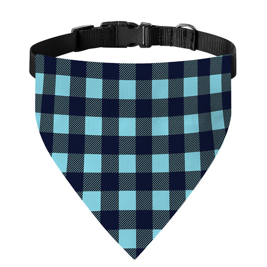 Blue Buffalo Check Pattern Print Over The Collar Dog Bandana
