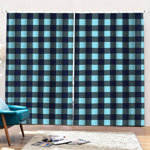 Blue Buffalo Check Pattern Print Pencil Pleat Curtains