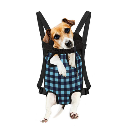 Blue Buffalo Check Pattern Print Pet Carrier Backpack