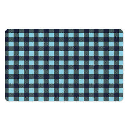 Blue Buffalo Check Pattern Print Polyester Doormat