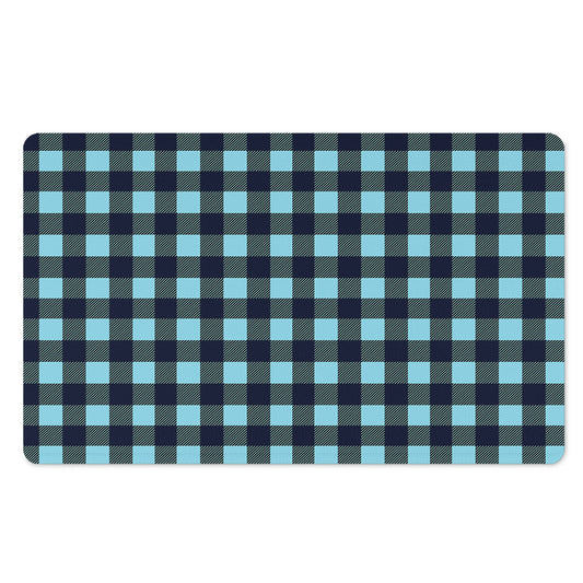 Blue Buffalo Check Pattern Print Polyester Doormat