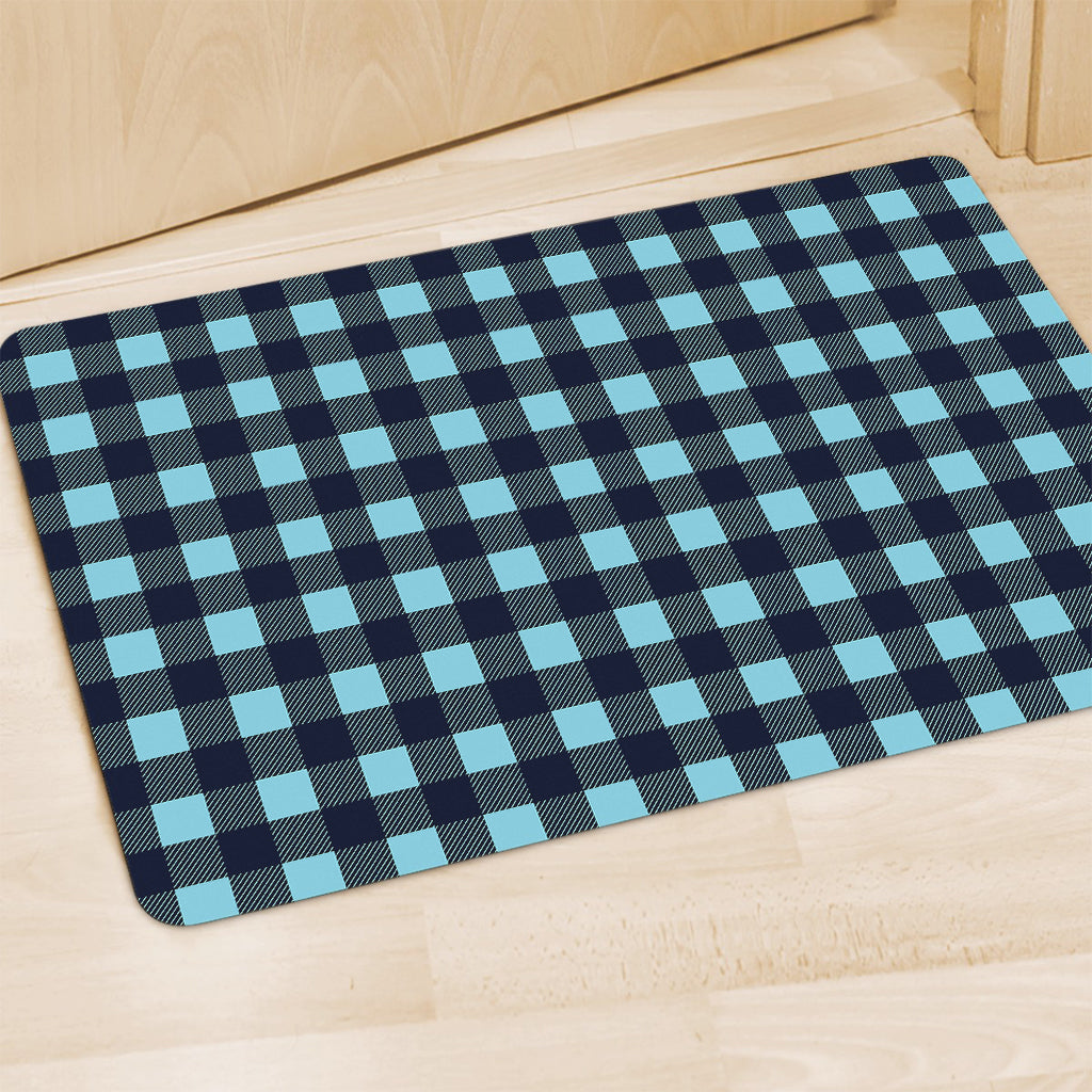 Blue Buffalo Check Pattern Print Polyester Doormat