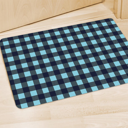 Blue Buffalo Check Pattern Print Polyester Doormat