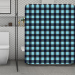 Blue Buffalo Check Pattern Print Polyester Shower Curtain