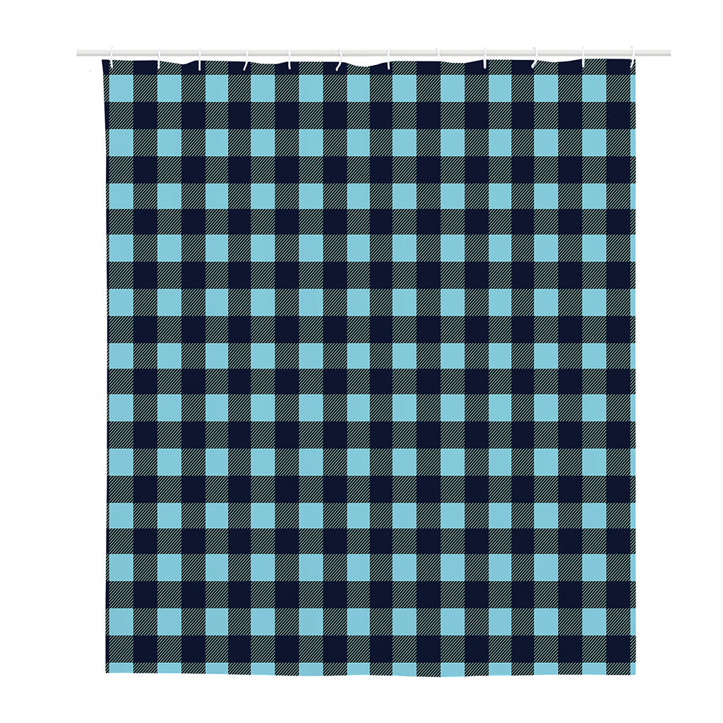 Blue Buffalo Check Pattern Print Polyester Shower Curtain