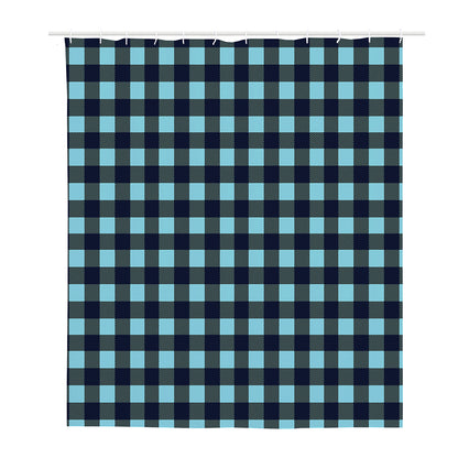 Blue Buffalo Check Pattern Print Polyester Shower Curtain